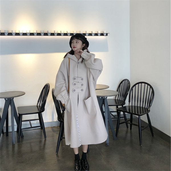 2021 winter women's woolen pure color mid-length thick coat double-breasted hooded loose sweet korean style wild fashion z941, Black
2021 winter women's woolen pure color mid-length thick coat double-breasted hooded loose sweet korean style wild fashion z941, Black