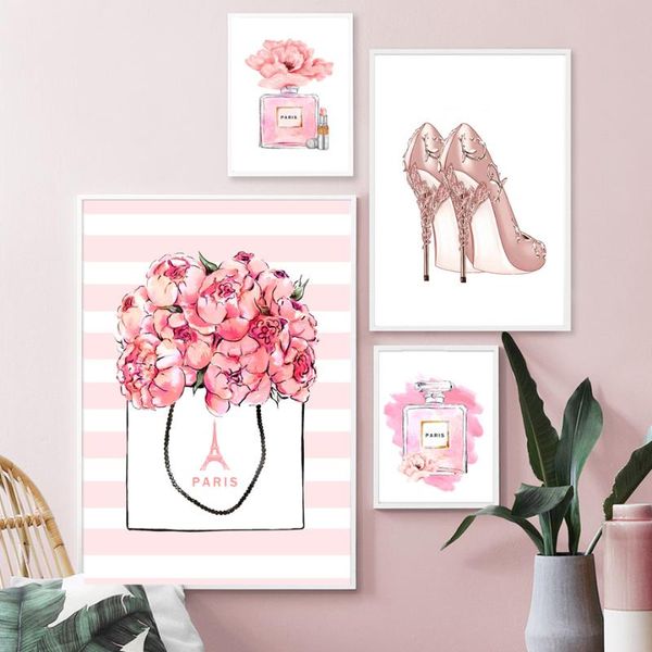 pink paris perfume heels lipsticks bag wall art canvas painting nordic posters and prints wall pictures for living room decor
pink paris perfume heels lipsticks bag wall art canvas painting nordic posters and prints wall pictures for living room decor