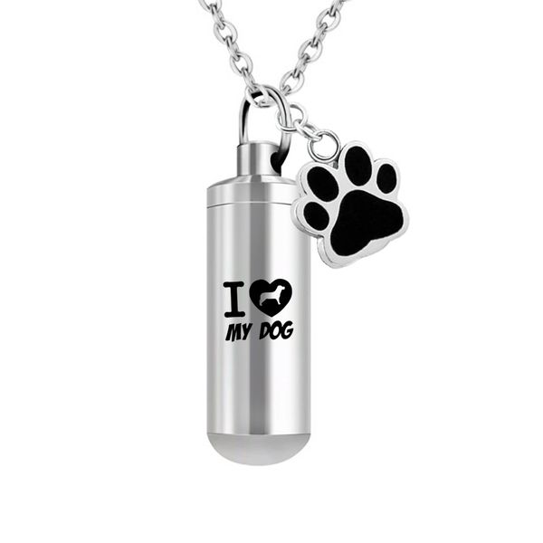 ashes necklace for pet paws stainless steel cremation urn cylinder memorial jewelry ashes pendant keepsake-i love my dog, Silver
ashes necklace for pet paws stainless steel cremation urn cylinder memorial jewelry ashes pendant keepsake-i love my dog, Silver