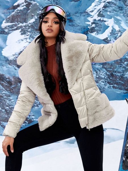 fuzzy panel zip up winter coat o1te#, Black 
fuzzy panel zip up winter coat o1te#, Black