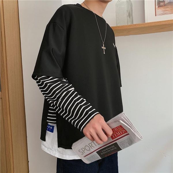 korean harajuku patchwork stripes fake two-piece tshirt punk loose long sleeves bottoming autumn clothes male teens streetwear1, White;black
korean harajuku patchwork stripes fake two-piece tshirt punk loose long sleeves bottoming autumn clothes male teens streetwear1, White;black