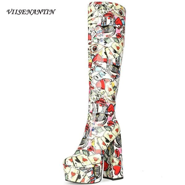 colorful python pattern high boots multi-color women's trendy shoes thick-soled ultra-high thick heel platform knee-length boots, Black
colorful python pattern high boots multi-color women's trendy shoes thick-soled ultra-high thick heel platform knee-length boots, Black