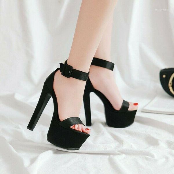 women's ankle strap high heels platform shoes solid color buckle sandals pumps1, Black
women's ankle strap high heels platform shoes solid color buckle sandals pumps1, Black