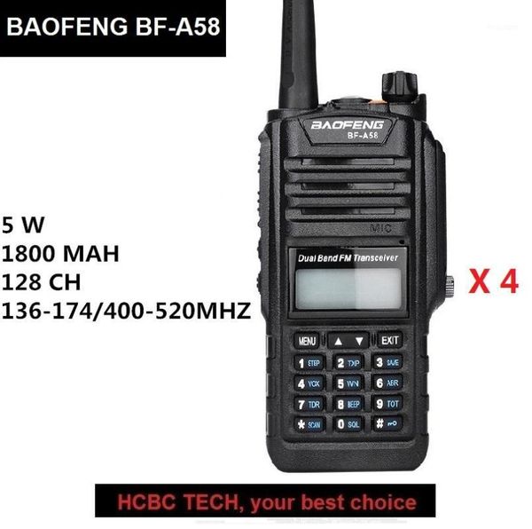 4pcs baofeng bf-a58 walkie talkie portable cb radio ip67 waterproof uhf vhf long range ham transceiver with baofeng accessories1
4pcs baofeng bf-a58 walkie talkie portable cb radio ip67 waterproof uhf vhf long range ham transceiver with baofeng accessories1