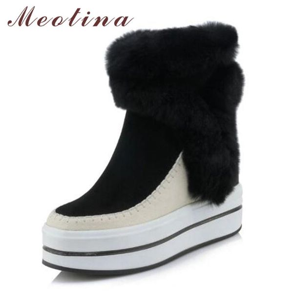 meotina ankle boots winter genuine leather snow boots women real fur warm platform high heel wedges shoes ladies, Black
meotina ankle boots winter genuine leather snow boots women real fur warm platform high heel wedges shoes ladies, Black