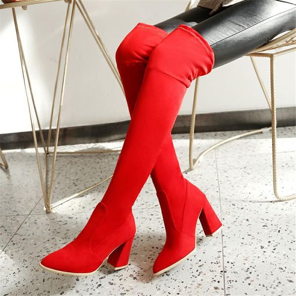brand new big size 43 trendy stylish fashion women shoes high heels winter elastic over the knee boots female, Black 
brand new big size 43 trendy stylish fashion women shoes high heels winter elastic over the knee boots female, Black
