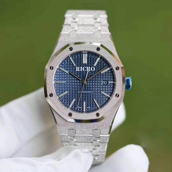men's mechanical watch 42 mm classic frosted series three needle automatic mechanical movement noctilucent ricro watch, Slivery;brown
men's mechanical watch 42 mm classic frosted series three needle automatic mechanical movement noctilucent ricro watch, Slivery;brown