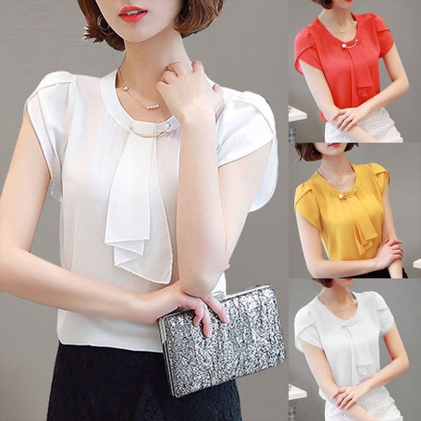 womens shirts spring summer chiffon blouse 2020 brief office work wear o neck chiffon shirts short sleeve casual top, White
womens shirts spring summer chiffon blouse 2020 brief office work wear o neck chiffon shirts short sleeve casual top, White