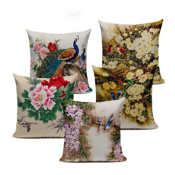 chinese classical peacock flower decorative cushion covers linen colorful peacock throw pillow case for sofa car seat textile
chinese classical peacock flower decorative cushion covers linen colorful peacock throw pillow case for sofa car seat textile