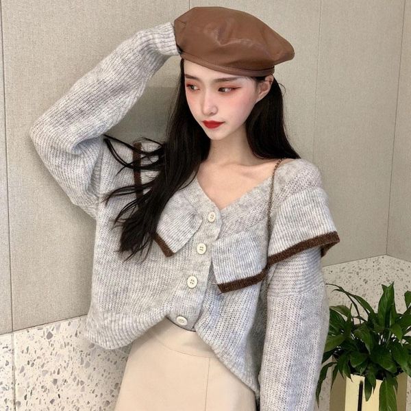 women's knits & tees autumn winter 2021 japanese style v-neck knitted long sleeve cardigan women fashion patchwork ruffles casual loose, White
women's knits & tees autumn winter 2021 japanese style v-neck knitted long sleeve cardigan women fashion patchwork ruffles casual loose, White