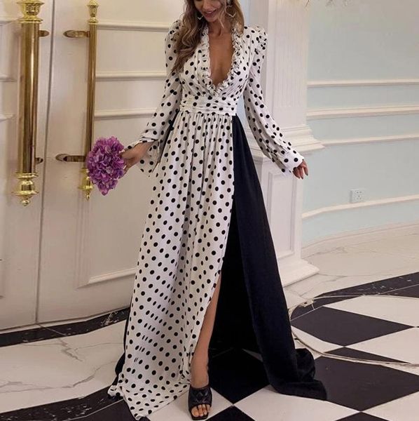 jaycosin fashion women dot print full sleeve deep v-neck temperament retro maxi dress winter party formal dresses vestidos, Black;gray
jaycosin fashion women dot print full sleeve deep v-neck temperament retro maxi dress winter party formal dresses vestidos, Black;gray
