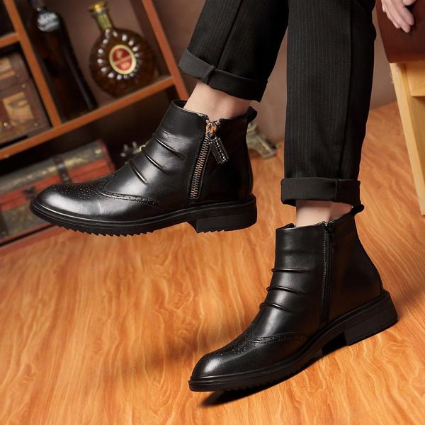 full grain leather men boots plus size handmade warm plush fur ankle snow boots shoes quality spring/winter shoes men, Black
full grain leather men boots plus size handmade warm plush fur ankle snow boots shoes quality spring/winter shoes men, Black