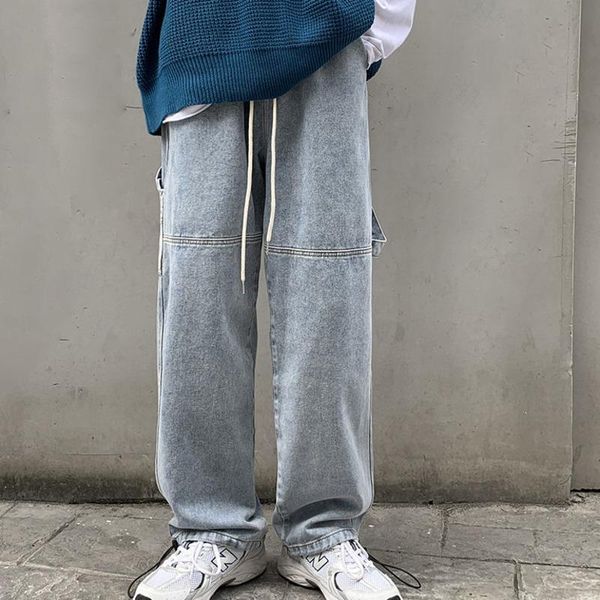 men's jeans 2021 winter men multiple pockets loose straight tube legged korean version of denim daddy pants male clothes, Blue
men's jeans 2021 winter men multiple pockets loose straight tube legged korean version of denim daddy pants male clothes, Blue