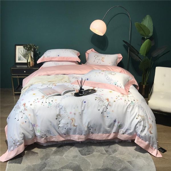 4 pieces girls daughters white and pink bed sheets stars white horse bed linen luxury egypt cotton satin duvet cover set double
4 pieces girls daughters white and pink bed sheets stars white horse bed linen luxury egypt cotton satin duvet cover set double