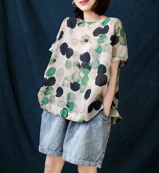 summer new artistic t-shirt loose casual tencel linen polka dot round neck short sleeve t-shirt for women 4003 msxvs, White
summer new artistic t-shirt loose casual tencel linen polka dot round neck short sleeve t-shirt for women 4003 msxvs, White