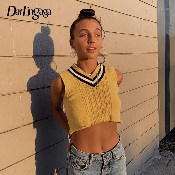 darlingaga v neck stripe yellow cropped woman sweaters vest fashion sleeveless pullover tank 2020 knittes sweater harajuku1, Black;white
darlingaga v neck stripe yellow cropped woman sweaters vest fashion sleeveless pullover tank 2020 knittes sweater harajuku1, Black;white