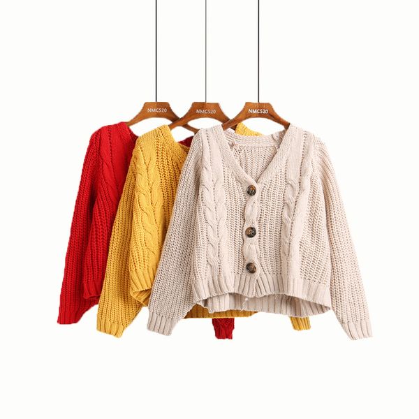 vintage twist single-breasted cardigans sweater casual women short bat sleeve knit coat 2019 autumn winter loose sweater outwear, White;black
vintage twist single-breasted cardigans sweater casual women short bat sleeve knit coat 2019 autumn winter loose sweater outwear, White;black