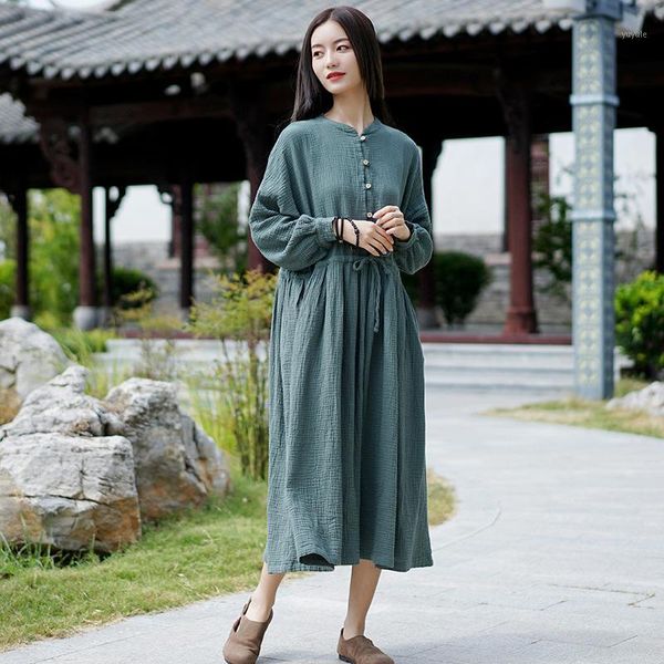 johnature autumn o-neck pockets button solid color cotton linen plus size dresses 2020 new loose fashion comfortable women dress1, Black;gray
johnature autumn o-neck pockets button solid color cotton linen plus size dresses 2020 new loose fashion comfortable women dress1, Black;gray
