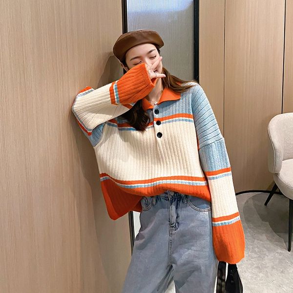 women's new languid pullover style loose short striped color contrast knitted pullover sweater in autumn winter 2020 ktyr1, White;black
women's new languid pullover style loose short striped color contrast knitted pullover sweater in autumn winter 2020 ktyr1, White;black