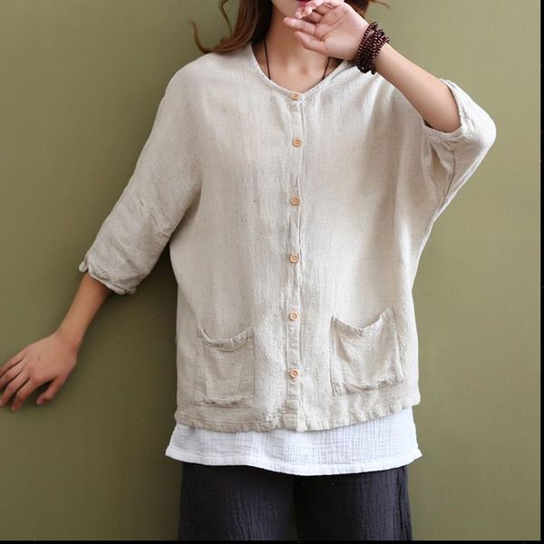 johnature casual shirts 2021 new summer women cotton linen thin comfortably breathable solid loose o neck regular button pockets, White
johnature casual shirts 2021 new summer women cotton linen thin comfortably breathable solid loose o neck regular button pockets, White