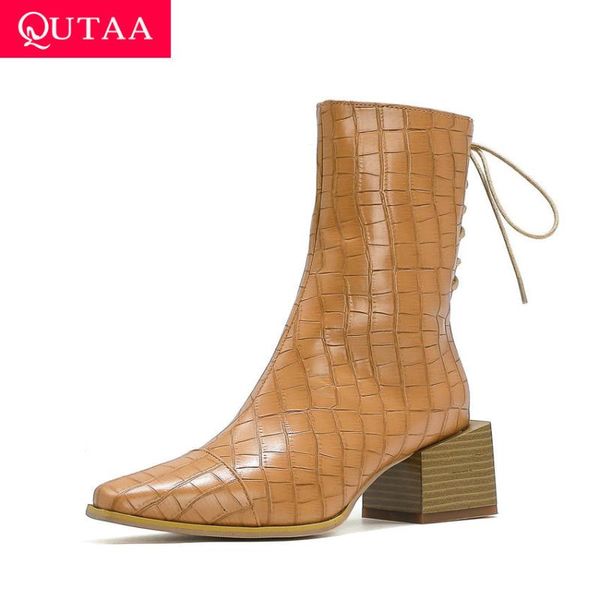 boots qutaa 2021 lace up pu leather ankle autumn winter square heel women shoes pointed toe fashion ladies pumps big size 34-43, Black
boots qutaa 2021 lace up pu leather ankle autumn winter square heel women shoes pointed toe fashion ladies pumps big size 34-43, Black