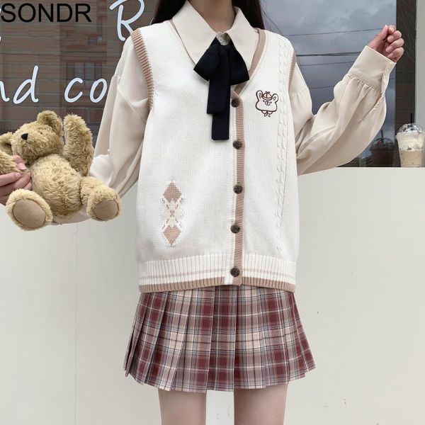 women's sweaters vest sweater women cute soft sister all-match jk uniform outer vests v neck sleeveless college style cartoons waistcoa, White;black
women's sweaters vest sweater women cute soft sister all-match jk uniform outer vests v neck sleeveless college style cartoons waistcoa, White;black