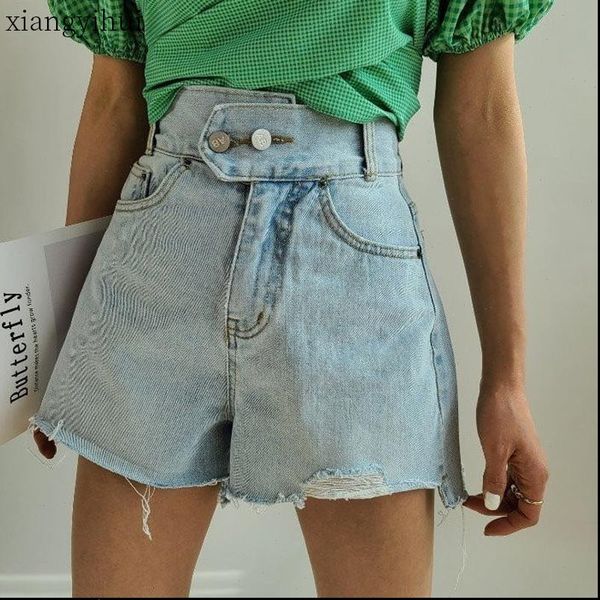 blue frayed denim shorts two button women jeans short pants summer high waist slim fit vintage shorts streetwear, White;black
blue frayed denim shorts two button women jeans short pants summer high waist slim fit vintage shorts streetwear, White;black