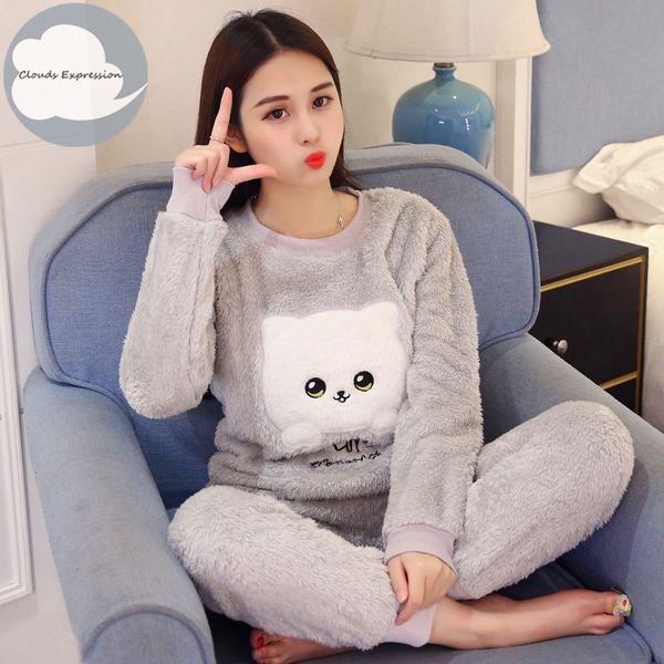 winter flannel women sleepwear pajamas girls cartoon print pajama set pullover coral fleece pijamas mujer home lounge sets y200425, Black;red
winter flannel women sleepwear pajamas girls cartoon print pajama set pullover coral fleece pijamas mujer home lounge sets y200425, Black;red