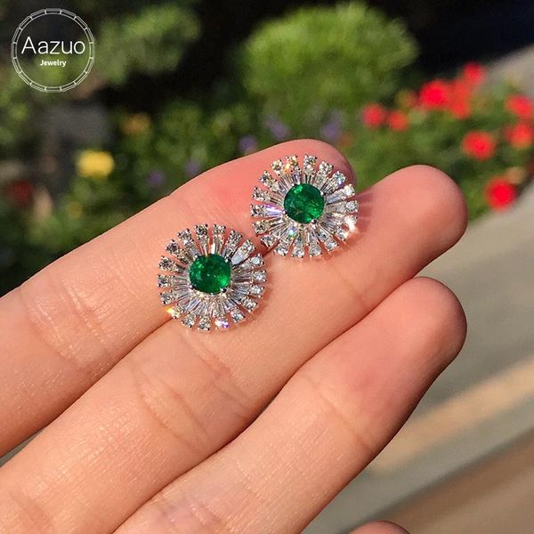stud aazuo 18k fine jewelry white gold real diamond natrual emerald classic sun flower earrings gift for women engagement party au750, Golden;silver
stud aazuo 18k fine jewelry white gold real diamond natrual emerald classic sun flower earrings gift for women engagement party au750, Golden;silver