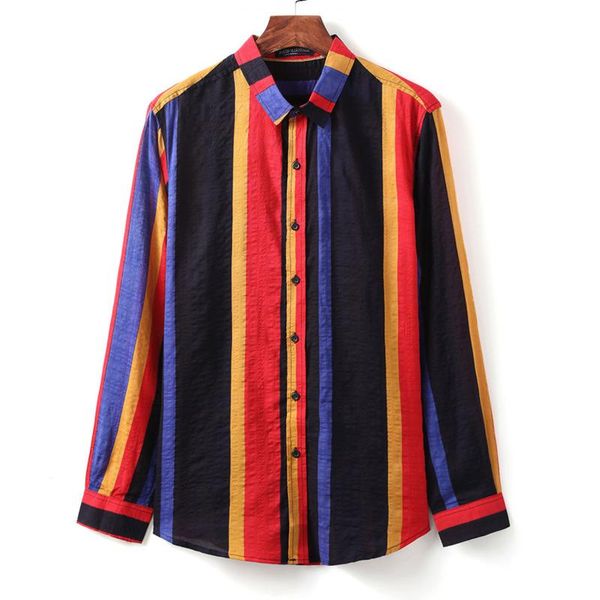 mens cotton colorful striped long sleeve turndown collar casual shirt men clothing camisa hombre fm253, White;black
mens cotton colorful striped long sleeve turndown collar casual shirt men clothing camisa hombre fm253, White;black