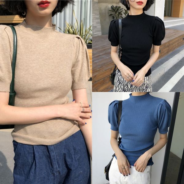 korean chic early spring foreign style half high collar slim fit pleated bubble sleeve short t-shirt t-shirt female h94wf, White;black
korean chic early spring foreign style half high collar slim fit pleated bubble sleeve short t-shirt t-shirt female h94wf, White;black
