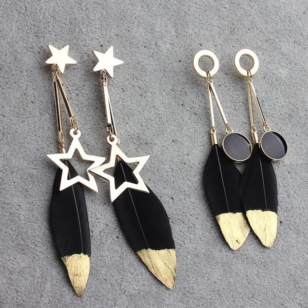 dangle & chandelier trendy black feather earrings fashion jewelry statement boho long gold star for women girls perfect quqality brand, Silver
dangle & chandelier trendy black feather earrings fashion jewelry statement boho long gold star for women girls perfect quqality brand, Silver