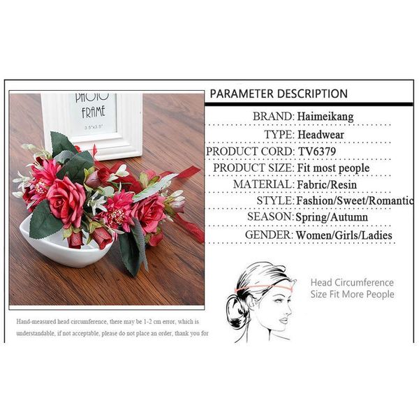 haimeikang new arrival boho women rose flower crown headband beach headwear floral ribbon hair bands wreath hair acc qylxcn
haimeikang new arrival boho women rose flower crown headband beach headwear floral ribbon hair bands wreath hair acc qylxcn