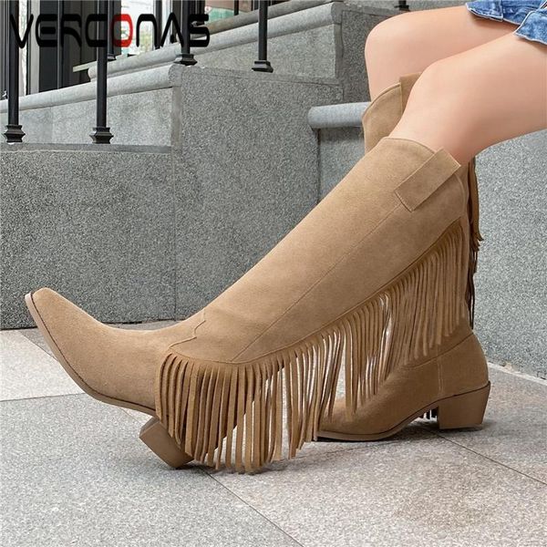 verconas new fringe knee-high boots for women kid suede shoes woman autumn winter concise casual thick heels western long boots, Black
verconas new fringe knee-high boots for women kid suede shoes woman autumn winter concise casual thick heels western long boots, Black
