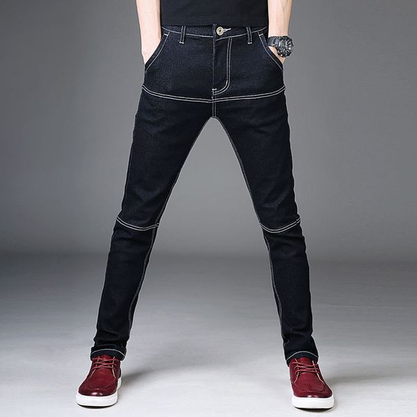 autumn new stretch jeans men's korean leggings youth black stitching trend slim pants, Blue
autumn new stretch jeans men's korean leggings youth black stitching trend slim pants, Blue
