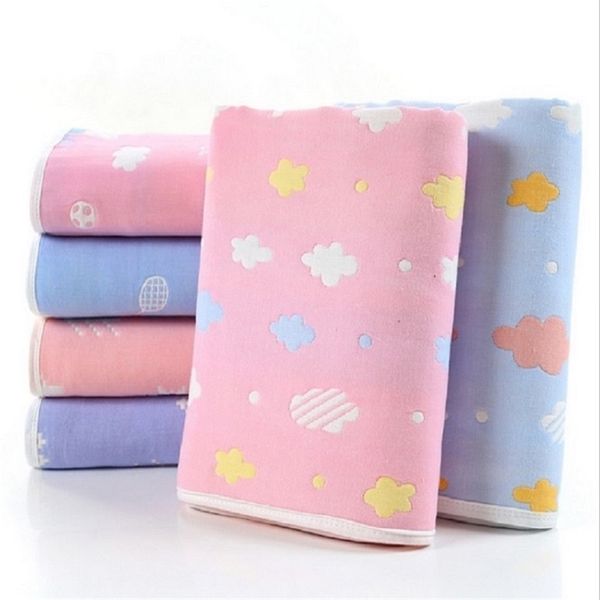 80*80cm Newborn Swaddle Wrap Soft Muslin Cotton 6 Layers Thick Bedding Receiving Blankets Baby Wraps Y201009