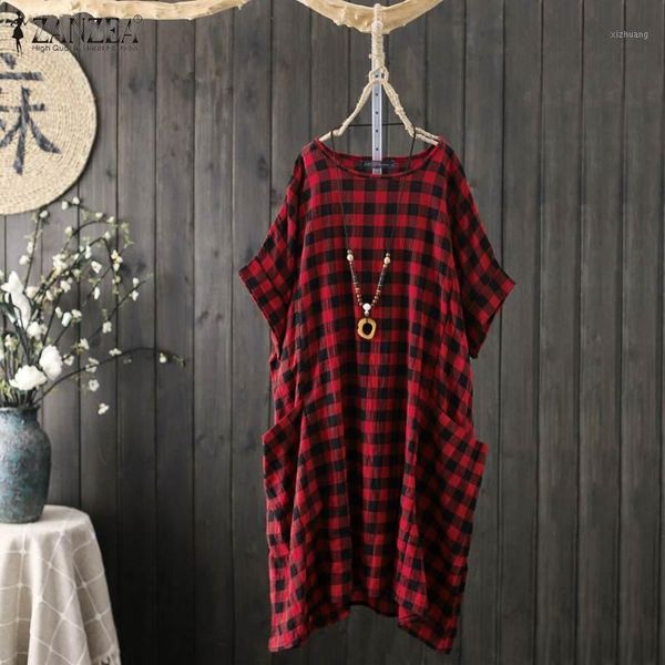 party dresses zanzea 2021 women's summer check dress retro plaid sundress casual pockets knee length vestidos female baggy robe plus si, White;black
party dresses zanzea 2021 women's summer check dress retro plaid sundress casual pockets knee length vestidos female baggy robe plus si, White;black