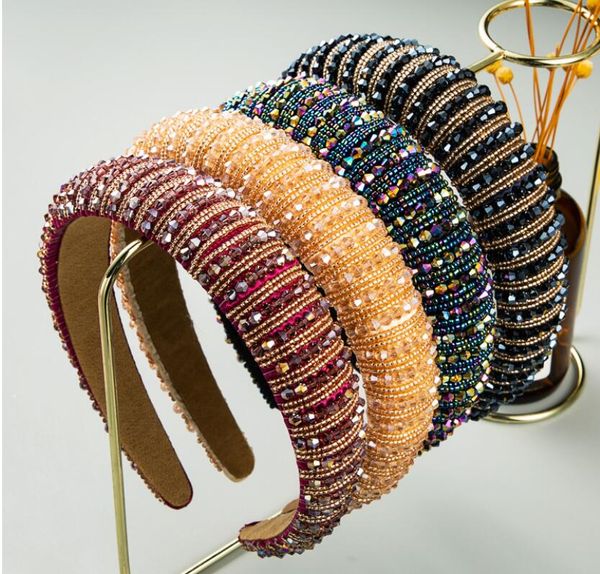 new women's full crystal rhinestone sponge embellished padded headband girl handmade beaded hairband jewelled hair accessories, Black;brown
new women's full crystal rhinestone sponge embellished padded headband girl handmade beaded hairband jewelled hair accessories, Black;brown