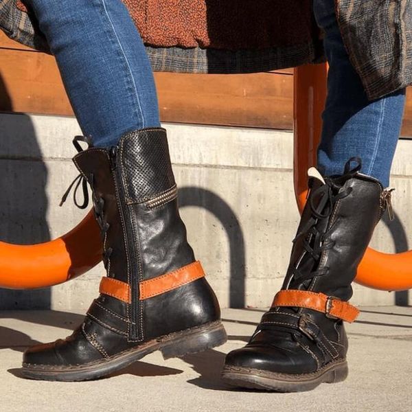 women mid-calf boots low heels shoes woman booties vintage pu leather matin shoe chaussures femme zapatos mujer sapato nh180, Black
women mid-calf boots low heels shoes woman booties vintage pu leather matin shoe chaussures femme zapatos mujer sapato nh180, Black