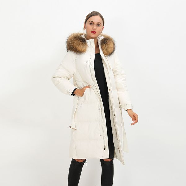 wear a thick hood, windproof woman's coat, white duck feather coat with belt, new winter 2020
wear a thick hood, windproof woman's coat, white duck feather coat with belt, new winter 2020