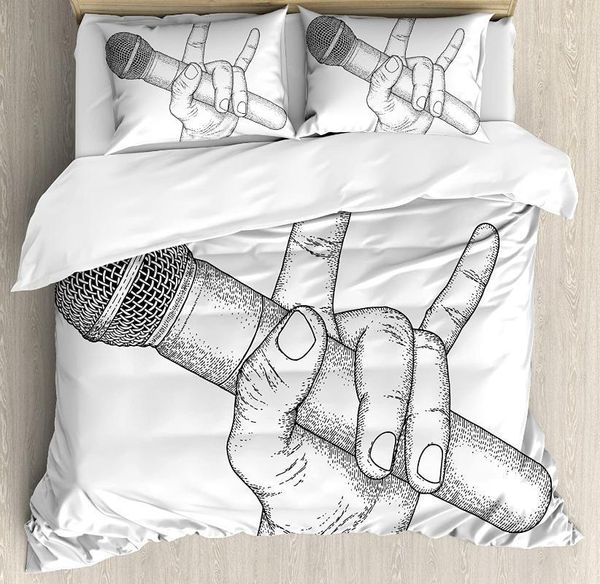 popstar party duvet cover set hand drawn high sign for rock music lovers and microphone sketch art bedding set black and white1
popstar party duvet cover set hand drawn high sign for rock music lovers and microphone sketch art bedding set black and white1