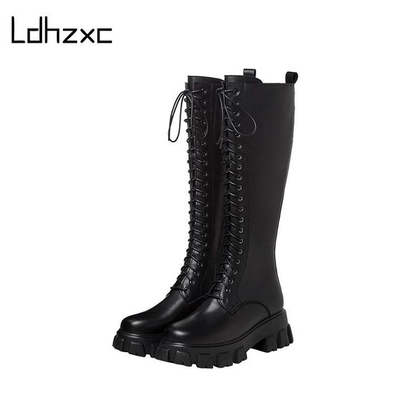 boots ldhzxc fashion women knee high metal decoration genuine leather thick heels side zipper party shoes woman, Black
boots ldhzxc fashion women knee high metal decoration genuine leather thick heels side zipper party shoes woman, Black