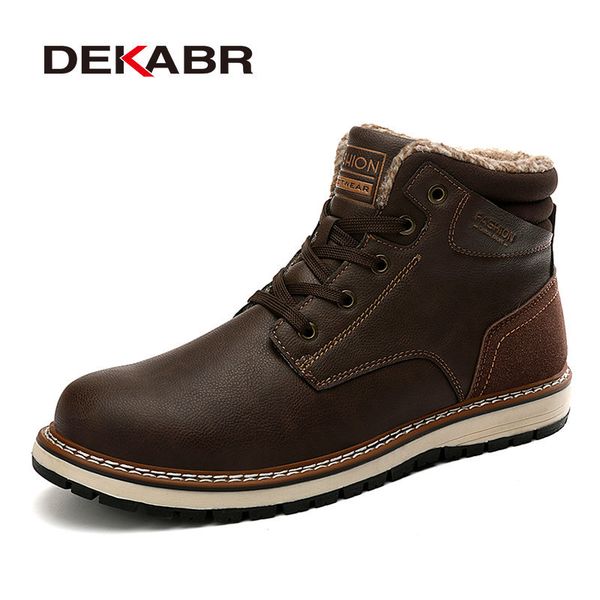 dekabr split leather men boots brand lace-up waterproof winter snow boots for men new classic casual men work boots size 46 201026, Black
dekabr split leather men boots brand lace-up waterproof winter snow boots for men new classic casual men work boots size 46 201026, Black