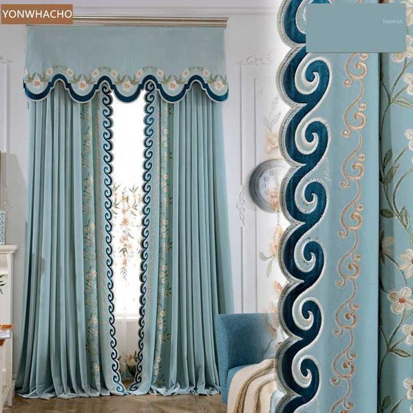 custom curtains european solid blue velvet modern embroidered thick cloth blackout curtain tulle panel c0841
custom curtains european solid blue velvet modern embroidered thick cloth blackout curtain tulle panel c0841