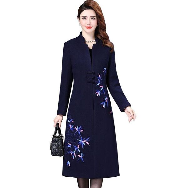 women's wool & blends long outerwear 2021 embroidery floral women overcoat woolen coat autumn winter jacket clothes elegant coats, Black
women's wool & blends long outerwear 2021 embroidery floral women overcoat woolen coat autumn winter jacket clothes elegant coats, Black
