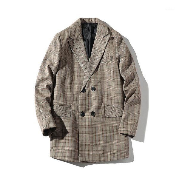 2020 winter new couple personality trend korean version of loose harajuku casual white background net red plaid long suit jacket1, White;black
2020 winter new couple personality trend korean version of loose harajuku casual white background net red plaid long suit jacket1, White;black