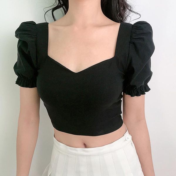 vintage square collar women blouse 2021 summer new puff sleeved solid short high waist lady elegant pulls outwear, White
vintage square collar women blouse 2021 summer new puff sleeved solid short high waist lady elegant pulls outwear, White