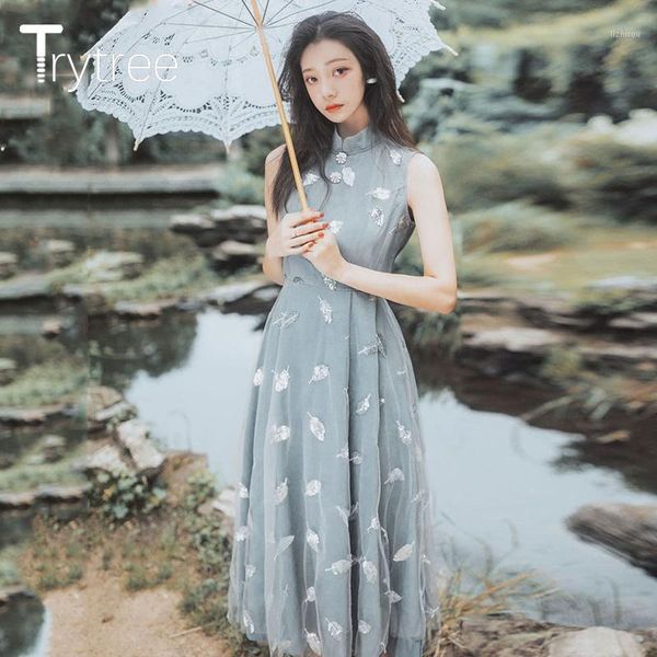 trytree 2020 summer women dress casual mandarin collar sleeveless feathers mesh patchwork dresses blue ankle-length a-line dress1, Black;gray
trytree 2020 summer women dress casual mandarin collar sleeveless feathers mesh patchwork dresses blue ankle-length a-line dress1, Black;gray