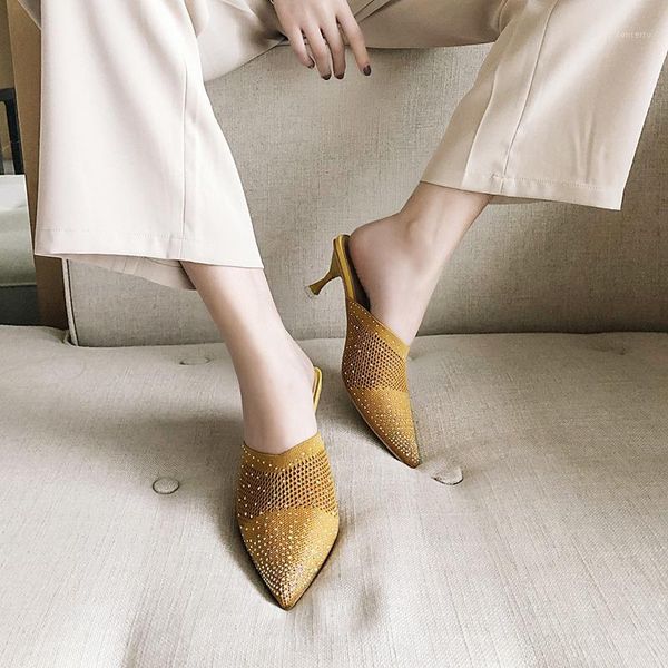 crystal knit high heel mules shoes women pointed toe slippers summer candy colors closed toe slippers women thin heel sandals1, Black
crystal knit high heel mules shoes women pointed toe slippers summer candy colors closed toe slippers women thin heel sandals1, Black