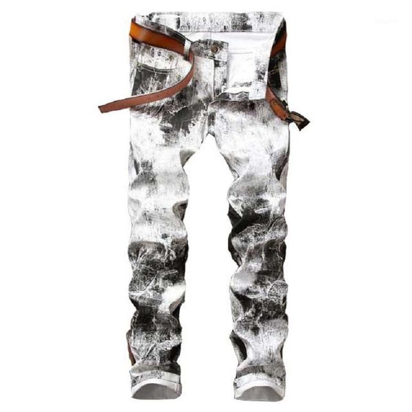 new men`s printed jeans pants punk style gothic black painted dj club night slim leg cool white jeans for young men1, Blue
new men`s printed jeans pants punk style gothic black painted dj club night slim leg cool white jeans for young men1, Blue